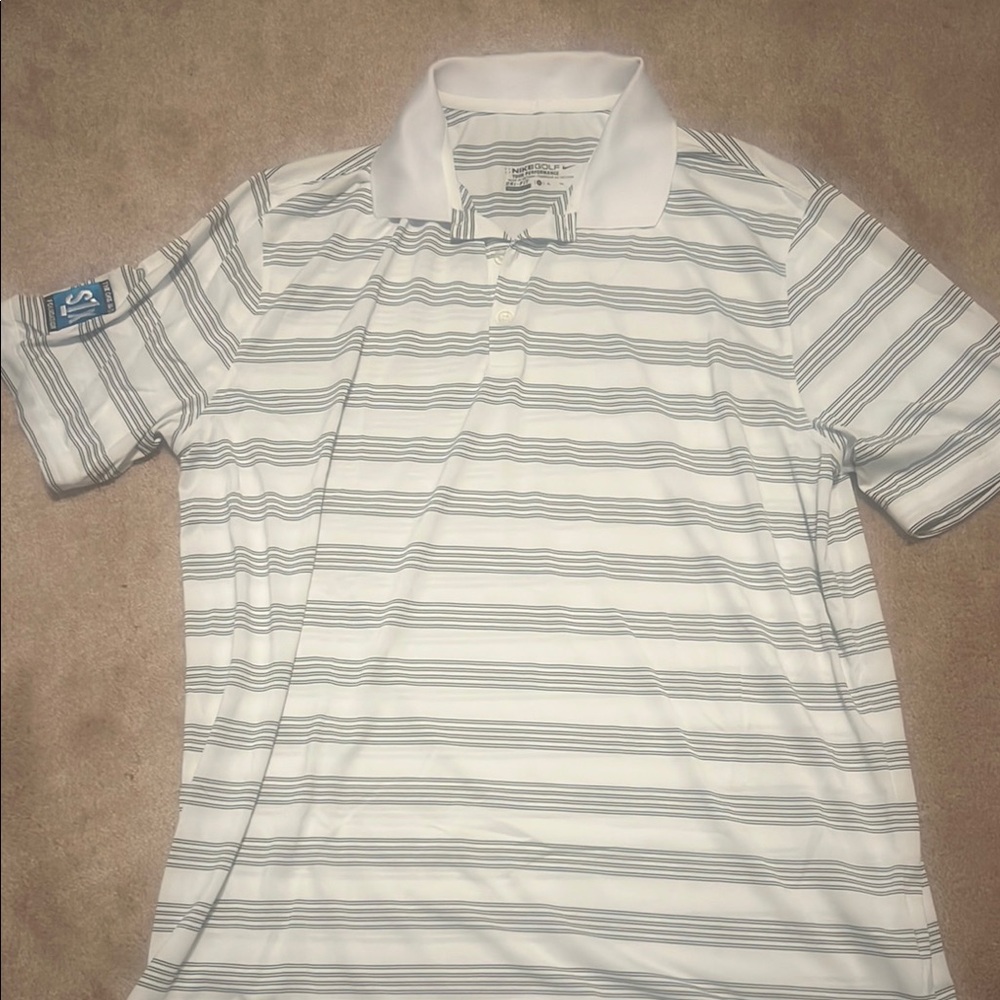 Men's White and Gray Striped Shirt